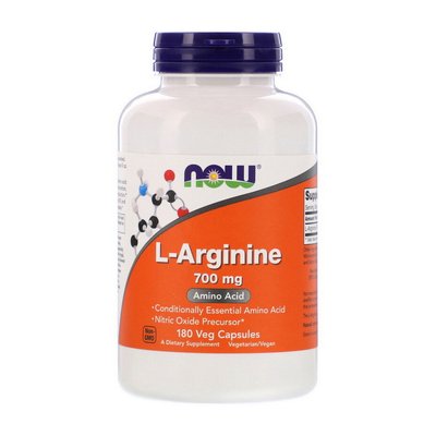 Л-Аргінін NOW (L-Arginine) 700 мг 180 веган капсул 11801-01 фото