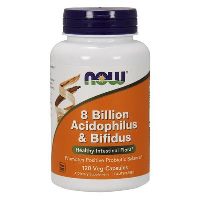 Пробіотики (8 Billion Acidophilus and Bifidus) 8 млрд КУО, Now Foods, 120 веган капсул 08684-01 фото