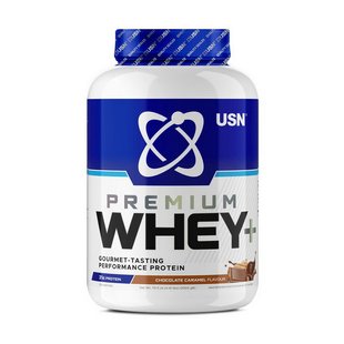 Сывороточный протеин концентрат USN Whey+ Premium Protein 2000 г, Шоколадная карамель 21992-02 фото