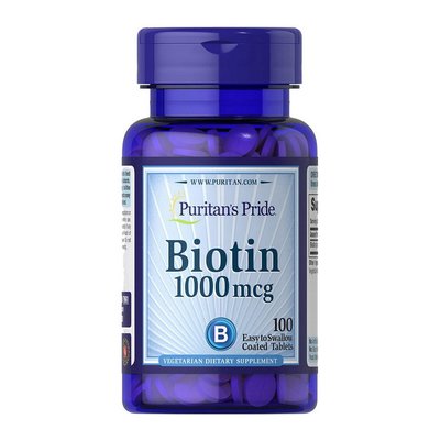 Біотин (Biotin) 1000 мкг, Puritan's Pride, 100 табл. 10394-01 фото