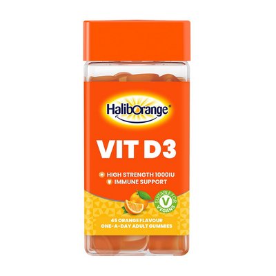 Вітамін D (Vit D3 1000 IU), Haliborange, 45 жувальних табл., Помаранчевий. 21226-01 фото