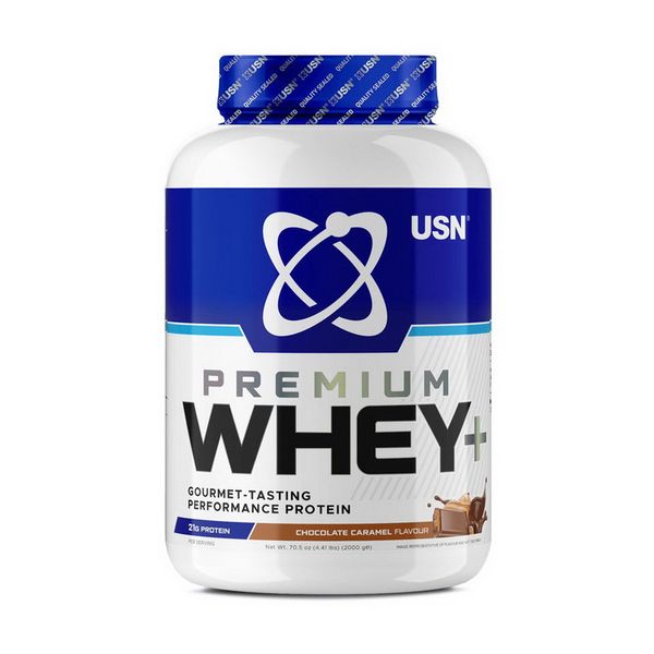 Сывороточный протеин концентрат USN Whey+ Premium Protein 2000 г, Шоколадная карамель 21992-02 фото