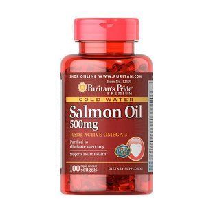 Рыбий жир лосося (Salmon Oil) 500 мг, Puritan's Pride, 100 мягких капсул