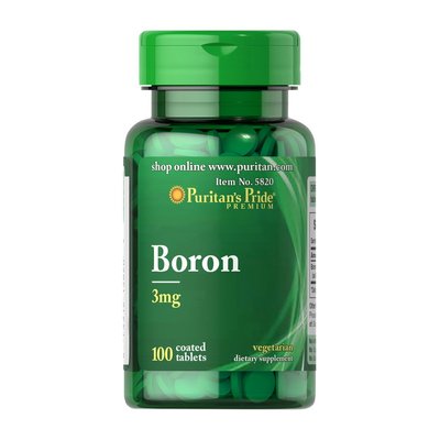 Бор (Boron) 3 мг, Puritan's Pride, 100 табл 11243-01 фото