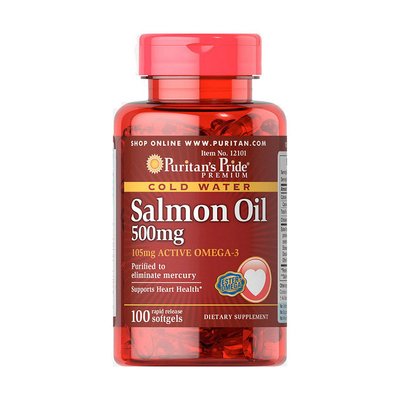 Риб'ячий жир лосося (Salmon Oil) 500 мг, Puritan's Pride, 100 м'яких капсул 10296-01 фото