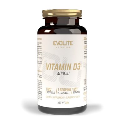 Вітамін Д3 (Vitamin D3) 4000 МО, Evolite Nutrition, 120 м'яких капсул 22222-01 фото