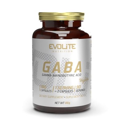 ГАМК (гамма-аміномасляна кислота) GABA 375 мг, Evolite Nutrition, 180 веган капсул 22216-01 фото