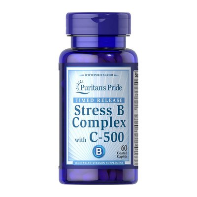 Комплекс В-стрес із вітаміном С (Stress Vitamin B-Complex), Puritan's Pride, 60 каплет 09260-01 фото