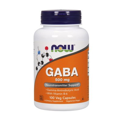 ГАМК (гама-аміномасляна кислота) GABA 500 мг, Now Foods, 100 капсул 05703-01 фото