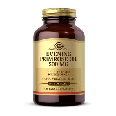 Олія вечірньої примули (Evening Primrose Oil), 500 мг, Solgar, 180 м'яких капсул, Чистий 18835-01 фото