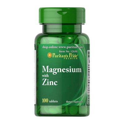 Магній та Цинк (Magnesium with Zinc), Puritan's Pride, 100 табл 08823-01 фото
