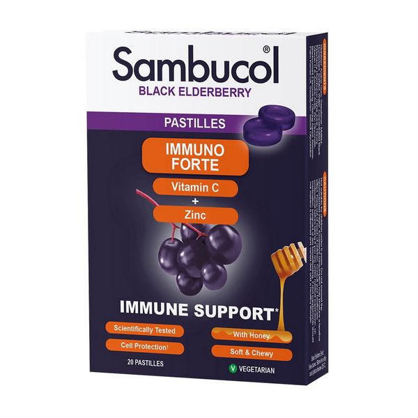 Пастилки для иммунитета (Immuno Forte Pastilles), Sambucol, 20 пастилок 21219-01 фото