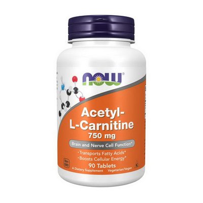 Ацетил-L-Карнітин NOW (Acetyl-L-Carnitine) 750 мг, 90 табл 18474-01 фото