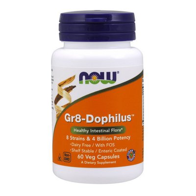 Пробіотики (Gr8-Dophilus), Now Foods, 60 веган капсул 09120-01 фото