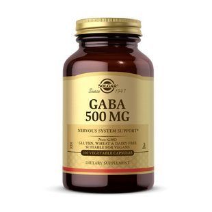 ГАМК (гамма-аминомасляная кислота) GABA 500 мг, Solgar, 100 веган капсул