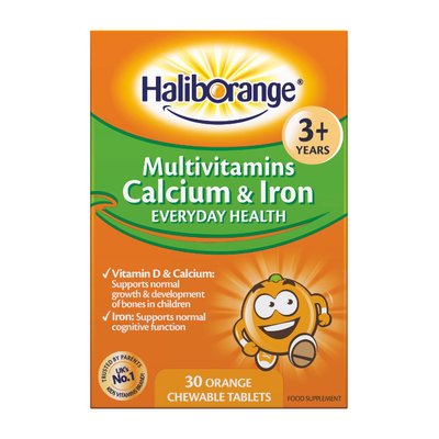 Кальцій та Залізо (Multivitamins Calcium & Iron), Haliborange, 30 жувальних табл, Помаранчевий 21613-01 фото