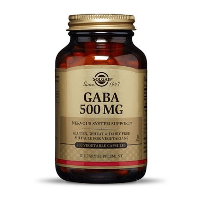 ГАМК (гамма-аміномасляна кислота) GABA 500 мг, Solgar, 100 веган капсул 11667-01 фото