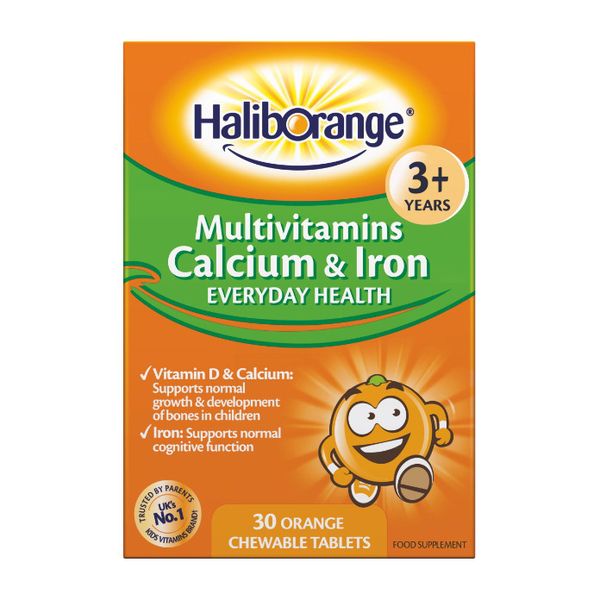 Кальций и Железо (Multivitamins Calcium & Iron), Haliborange, 30 жевательных табл, Оранжевый 21613-01 фото