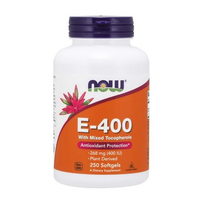 Вітамін E зі змішаними токоферолами (Vitamin E-400), Now Foods, 250 м'яких капсул 20045-01 фото