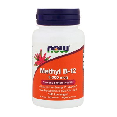 Вітамін Б12 Метил (Methyl B-12) 5000 мкг, Now Foods, 120 льодяників 11367-01 фото
