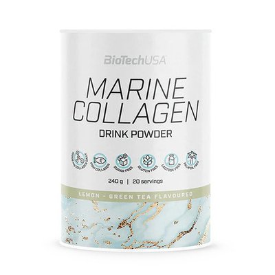 Колаген Морський (Marine Collagen), BioTech, 240 г, Лимон – зелений чай 21887-01 фото