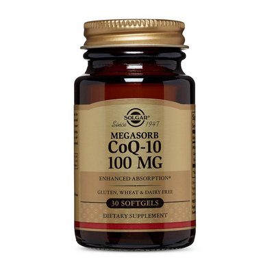 Коензим Q10 Мегасорб (CoQ10 megasorb) 100 мг, Solgar, 30 м'яких капсул 11522-01 фото