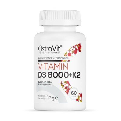 Вітамін Д3 (Vitamin D3) 8000 МО + K2, OstroVit, 60 табл 21824-01 фото