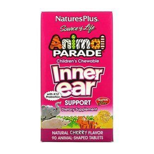 Жувальні вітаміни для дітей з вишневим смаком (Animal Parade Children's Chewable Inner Ear), Natures Plus, 90 жувальних табл у формі тварин, Вишня
