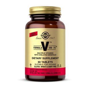 Мультивитамины формула VM-75 (Multiple vitamins with Chelated Minerals), Solgar, 60 табл