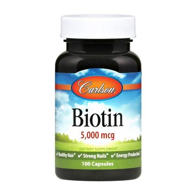 Біотин (Biotin) 5000 мкг, Carlson Labs, 100 капсул 11651-01 фото