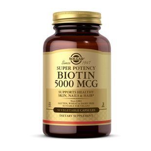 Біотин (Biotin) 5000 мкг, Solgar, 50 веган капсул