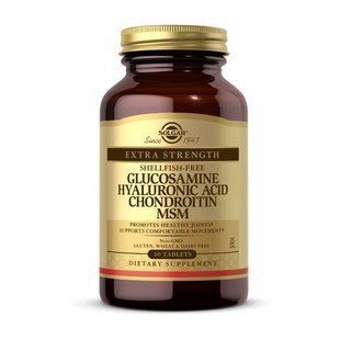 Глюкозамин и Хондроитин с MCМ и Гиалуроновой кислотой (Glucosamine Hyaluronic Acid Chondroitin MSM), Solgar, 60 табл