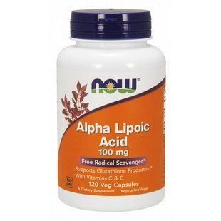 Альфа-липоевая кислота (Alpha Lipoic Acid) 100 мг, Now Foods, 120 веган капсул