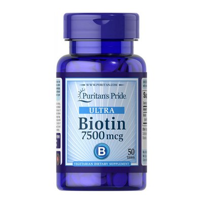 Біотин (Biotin) 7500 мкг, Puritan's Pride, 50 табл 09086-01 фото