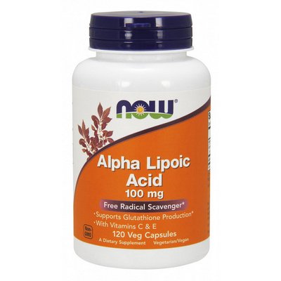 Альфа-ліпоєва кислота (Alpha Lipoic Acid) 100 мг, Now Foods, 120 веган капсул 07726-01 фото