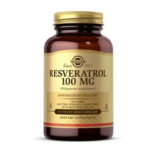Ресвератрол (Resveratrol) 100 мг, Solgar, 60 веган капсул