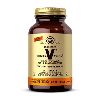 Мультивітаміни VM-75 без заліза (Formula VM-75 Multiple Vitamins iron free), Solgar, 90 табл 20834-01 фото
