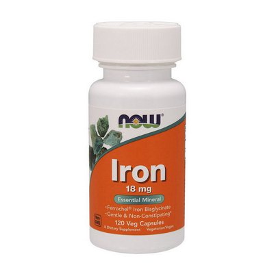 Залізо (Iron) 18 мг, Now Foods, 120 веган капсул 07799-01 фото