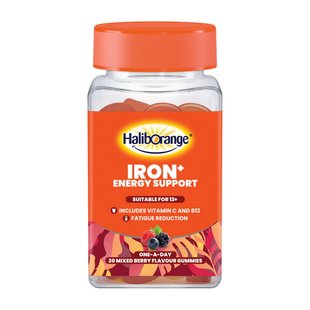 Железо + поддержка энергии (Iron + Energy Support), Haliborange, 30 жевательных табл, Смешанная ягода 22422-01 фото